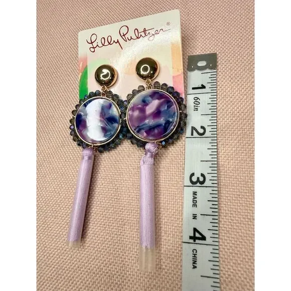 Lilly Pulitzer Purple Tassel Earrings Fashion Jewelry statement gift - Picture 5 of 5